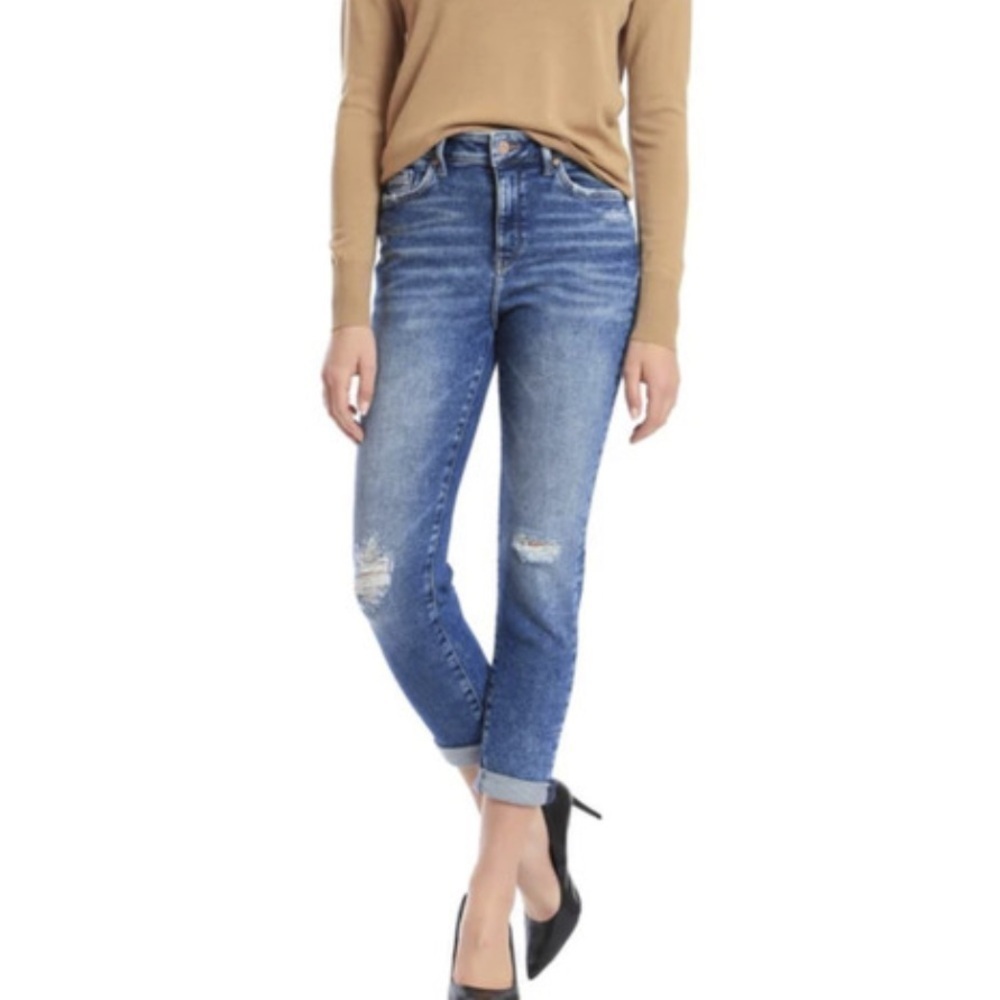 Mavi Cindy Mom Jeans High Rise Stretch Distressed Denim Ripped Knees 30